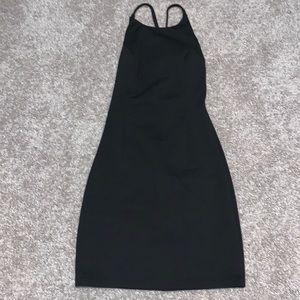 Black fitted cross back dress